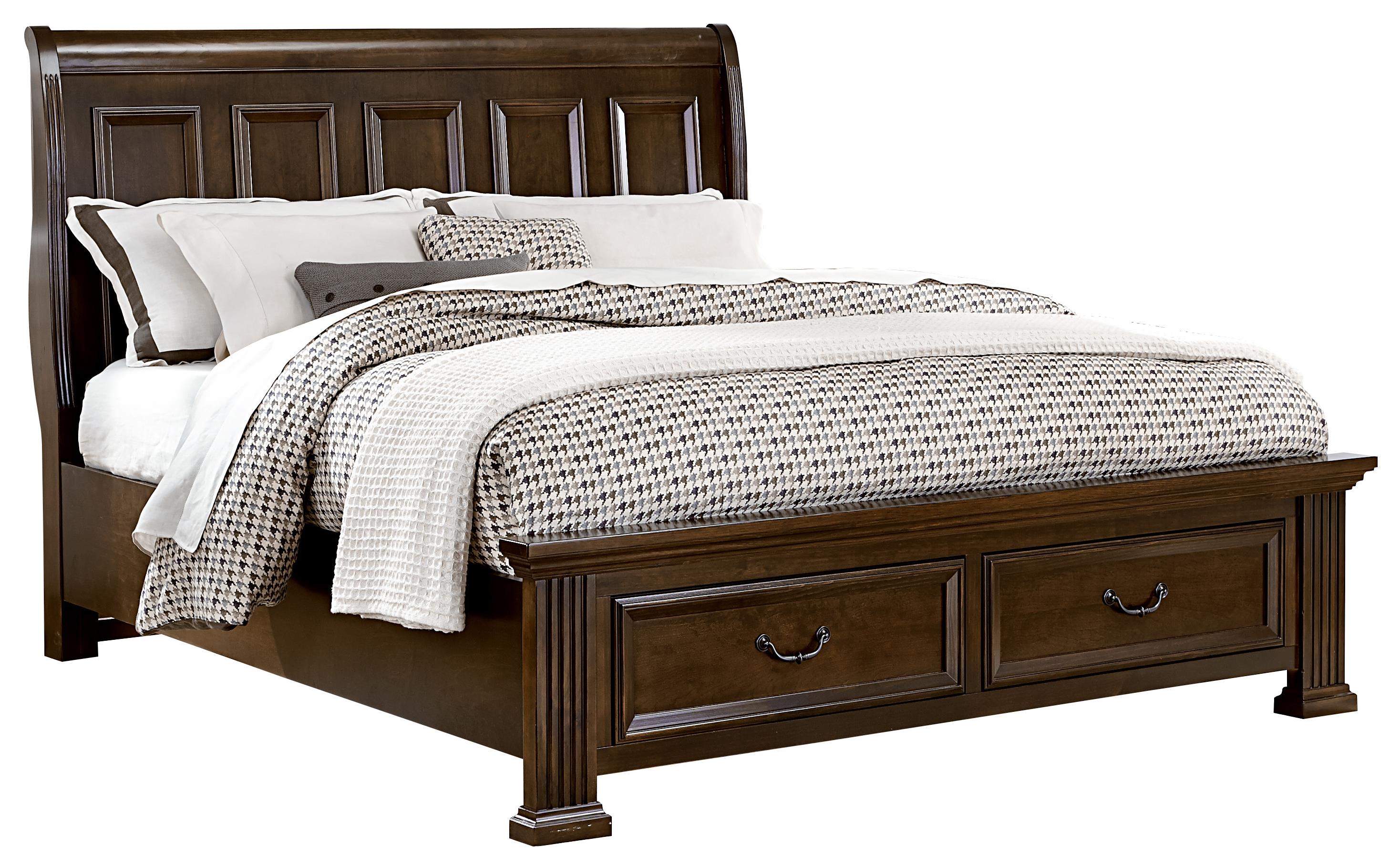 Vaughan Bassett Woodlands Transitional Queen Sleigh Storage Bed with 2